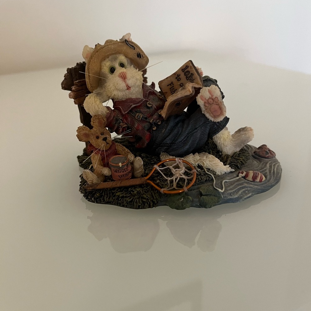 Boyds Bears~Purrstone Collection~Opie Baithook with Barney…Catch of the Day